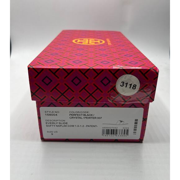 Tory Burch Everly Slide Softy Naplak Cow Perfect Black/Crystal Size 9 NEW - Picture 9 of 9